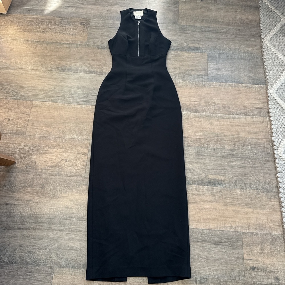 Vintage 90s Caché Rhinestone Maxi Dress Goth Glam Grunge Prom Formal Luxe